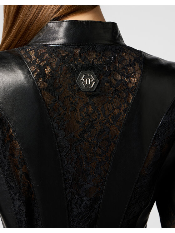 PHILIPP PLEIN PHILIPP PLEIN Kožená bunda 29807 Černá