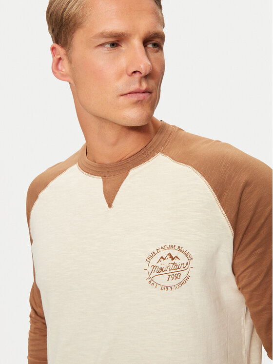 INDICODE INDICODE Pikkade varrukatega T-särk Canton 45-657 Pruun Regular Fit