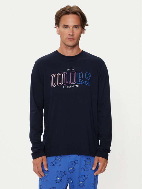 United Colors Of Benetton United Colors Of Benetton S dlouhým rukávem 3I1XU109C Tmavomodrá Regular Fit