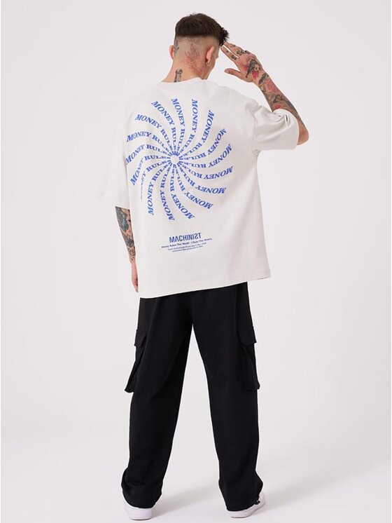 Machinist Machinist T-Shirt Koszulka Z Krótkim Rękawem Męska Oversize Jasna Szara Machinist Money Rules XL Szary Oversize
