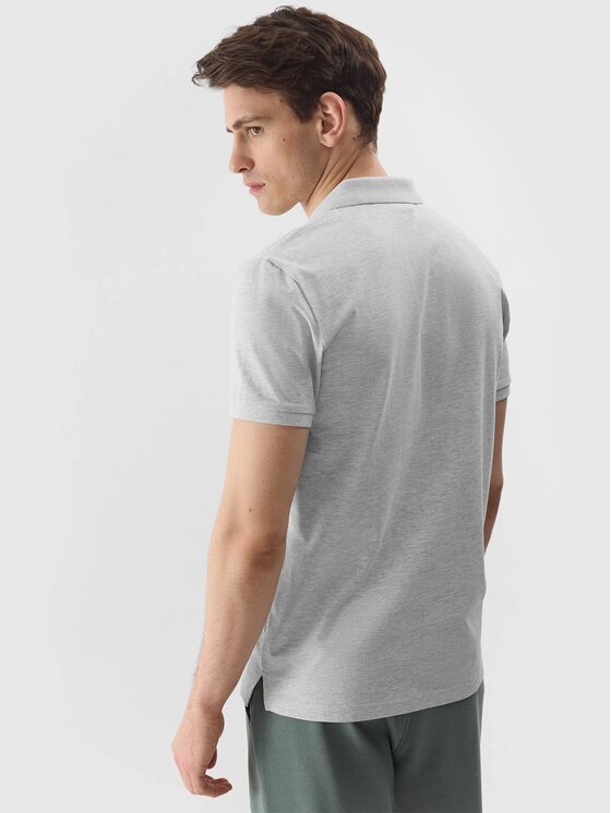 4F 4F Polo 4FWSS24 TPTSM129 27M CHŁODNY JASNY SZARY MELANŻ XL Grigio Regular Fit