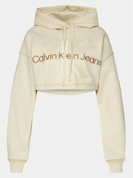 Calvin Klein Jeans Calvin Klein Jeans Majica dugih rukava Hero Monologo Short Hoodie J20J222540 Écru Regular Fit