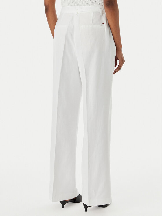 Tommy Hilfiger Tommy Hilfiger Spodnie materiałowe WW0WW48884 Biały Wide Leg