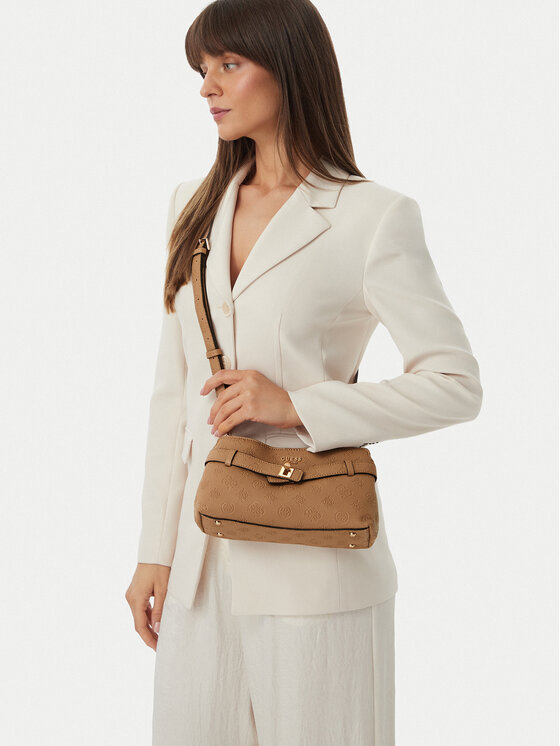 Guess Дамска чанта Ella Logo Mini HWPD97 46730 Тъмнобежов