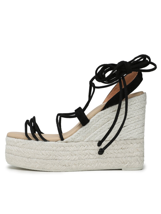 Manebi Manebi Espadrile Lace-Up Wedge Espadrilles L 8.6 WA Negru