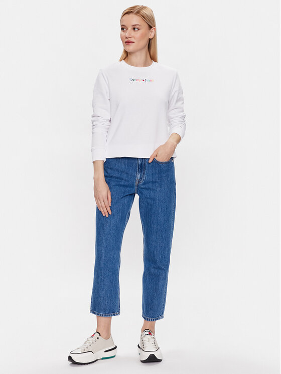 Tommy Jeans Tommy Jeans Bluza Color Serif Linear Crew DW0DW15648 Biały Regular Fit