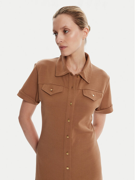 Tommy Hilfiger Tommy Hilfiger Sukienka koszulowa Gold Button WW0WW44617 Brązowy Regular Fit