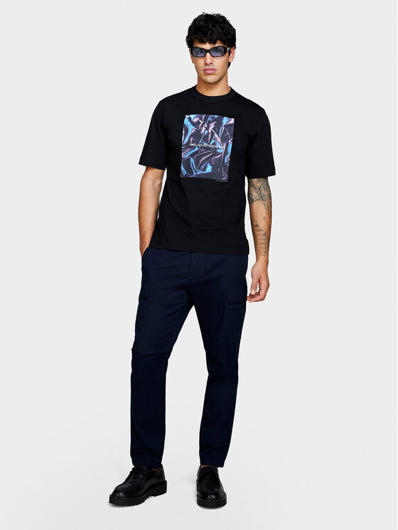 Sisley Sisley T-shirt 3I1XS103I Crna Regular Fit