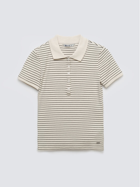 BIG STAR BIG STAR Polo RELLMA Kremowy Slim Fit