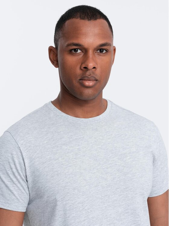 Ombre Ombre T-Shirt OM-TSBS-0146 Szary jasny Regular Fit