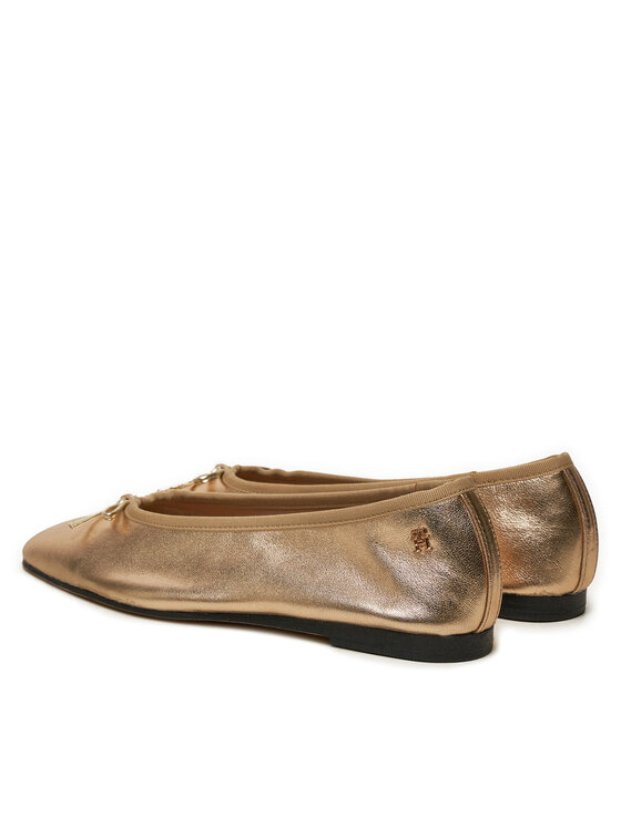 Tommy Hilfiger Tommy Hilfiger Μπαλαρίνες Ballerina Soft Leather Metallic FW0FW08452 Χρυσό