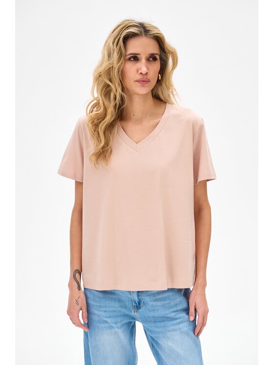 blue shadow blue shadow T-Shirt Mango Beżowy Regular Fit