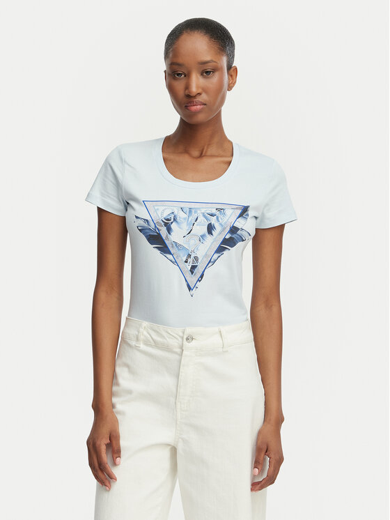 Guess Tricou W6GI11 K3026 Albastru deschis Regular Fit