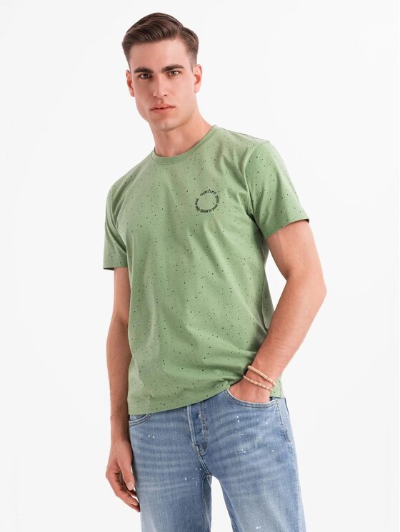 Ombre Ombre T-Shirt OM-TSFP-0186 Zielony Regular Fit
