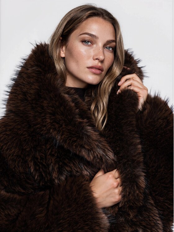 Ombre Ombre Futro OW-FR-E0001 Brązowy Oversize