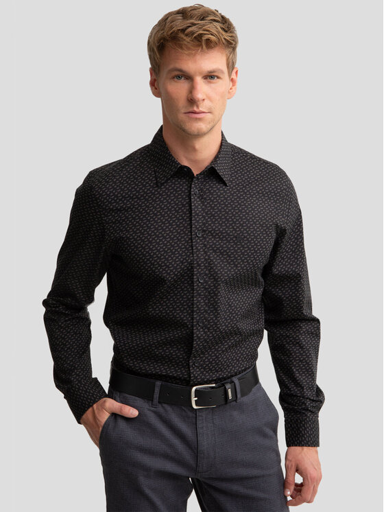 BIG STAR BIG STAR Koszula GUBERN_906_140 Czarny Slim Fit