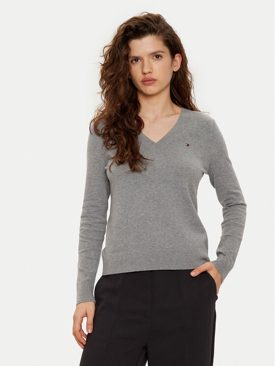Tommy Hilfiger Sveter WW0WW40098 Sivá Regular Fit