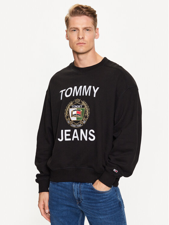 Tommy Jeans Mikina DM0DM16376 Čierna Boxy Fit