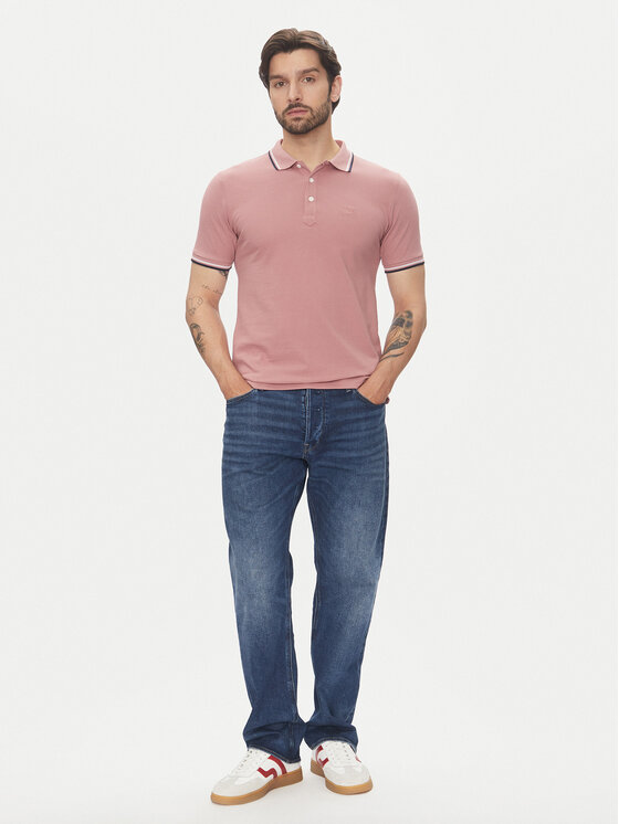Lindbergh Lindbergh Тениска с яка и копчета 30-404010 Розов Relaxed Fit