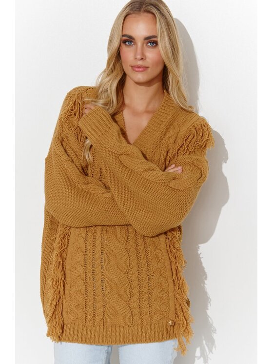 Makadamia Makadamia Sweter S135 Żółty Over Fit