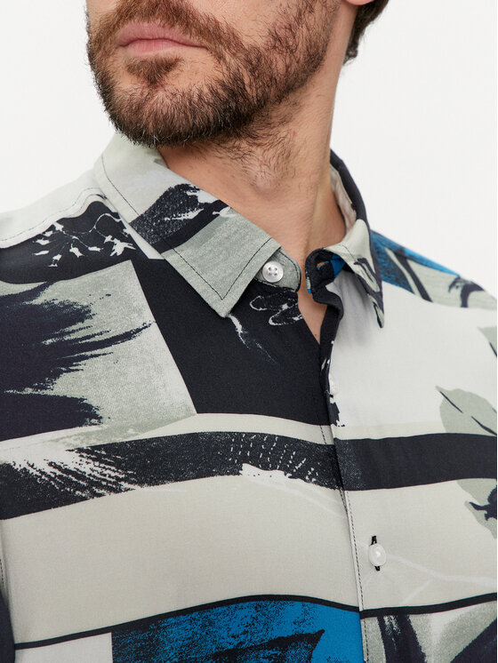 Guess Guess Koszula M4GH64 WD4Z2 Szary Slim Fit