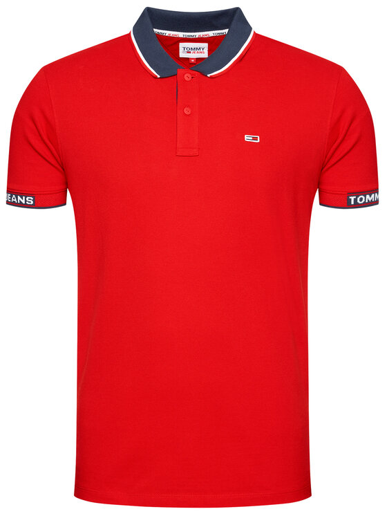 Tommy Jeans Polo Detail Rib Jaquard DM0DM10326 Rosso Regular Fit • Modivo.it