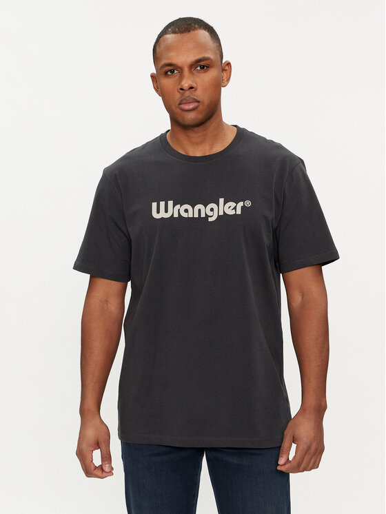 Wrangler T-krekls Logo 112350526 Melns Regular Fit