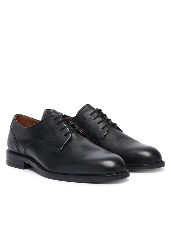 Tommy Hilfiger Tommy Hilfiger Pusbačiai Corporate Dressy Lth FM0FM06023 Juoda