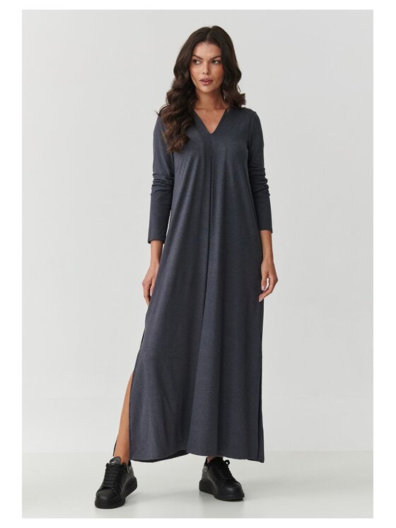 Makadamia Makadamia Sukienka codzienna M895 Szary Loose Fit