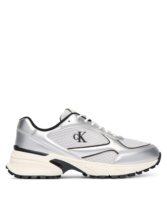 Calvin Klein Calvin Klein Sneakersy Hike Runner Laceup Mesh Mix Met YM0YM01402 Srebrny