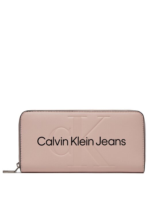 Portofel Mare de Damă Calvin Klein Jeans Sculpted Mono Zip Around Mono K60K607634 Roz