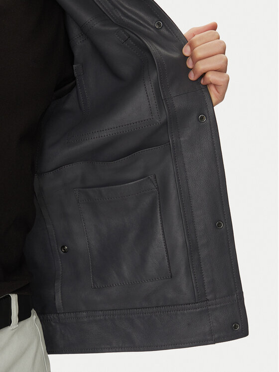 BOSS BOSS Кожено яке Jomare 50537118 Черен Regular Fit