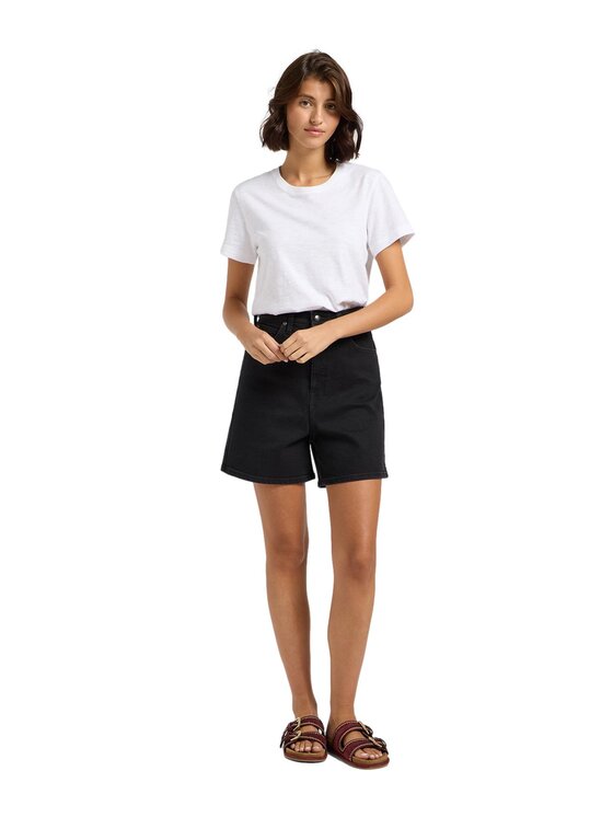 Lee Lee Szorty jeansowe 112363435 Czarny Regular Fit