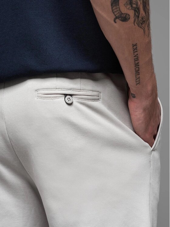Ombre Ombre Šortky z materiálu OM-SRCS-0166 Šedá Slim Fit