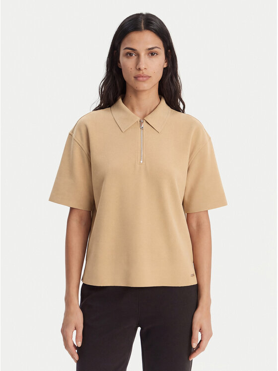 Calvin Klein Tricou polo LV044E241G Bej Relaxed Fit