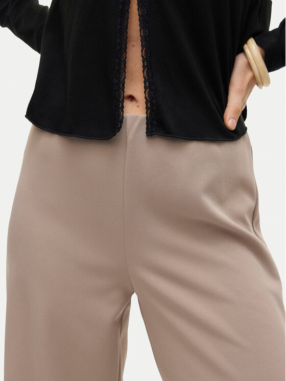 Vero Moda Vero Moda Kalhoty z materiálu Berlin 10318454 Béžová Wide Leg