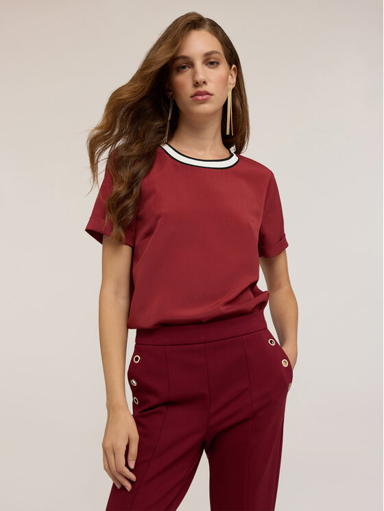 Motivi Motivi Bluzka 2714Q001872N0Z6 Bordowy Regular Fit