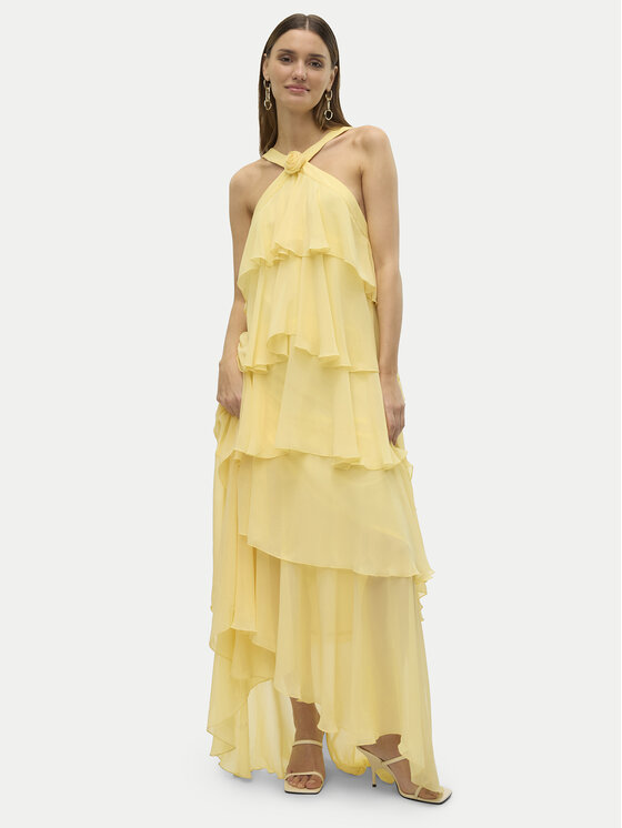 Vero Moda Vero Moda Sukienka wieczorowa Felicia 10295237 Żółty Slim Fit