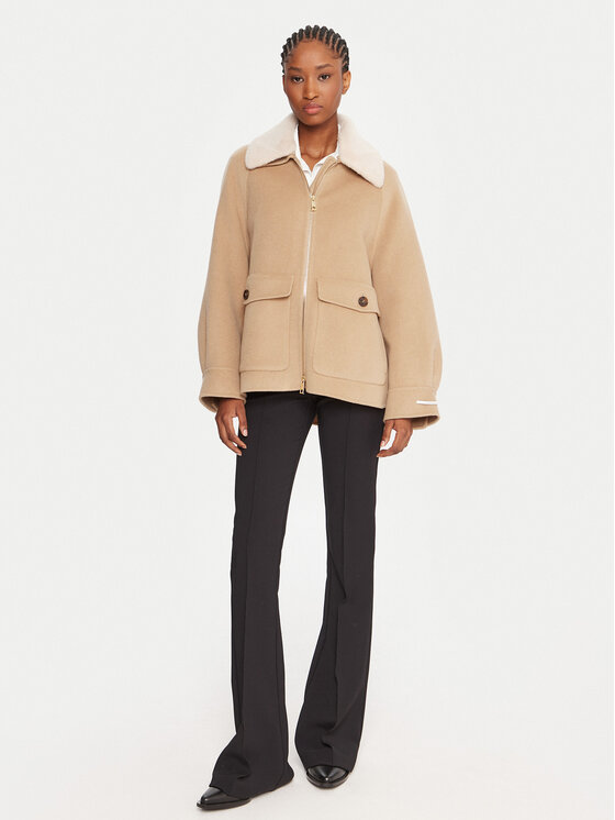 Marella Marella Cappotto di lana Gettone 2523086011 Beige Loose Fit