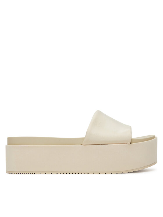 Calvin Klein Jeans Calvin Klein Jeans Šlepetės Flatform Sandal Slide In Nylon YW0YW01791 Écru