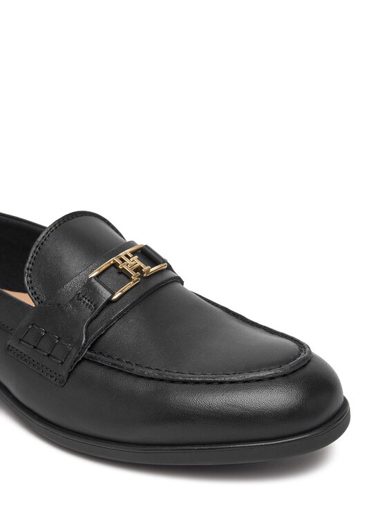 Tommy Hilfiger Tommy Hilfiger Loafers Th Logo Leather Loafer FW0FW08705 Μαύρο