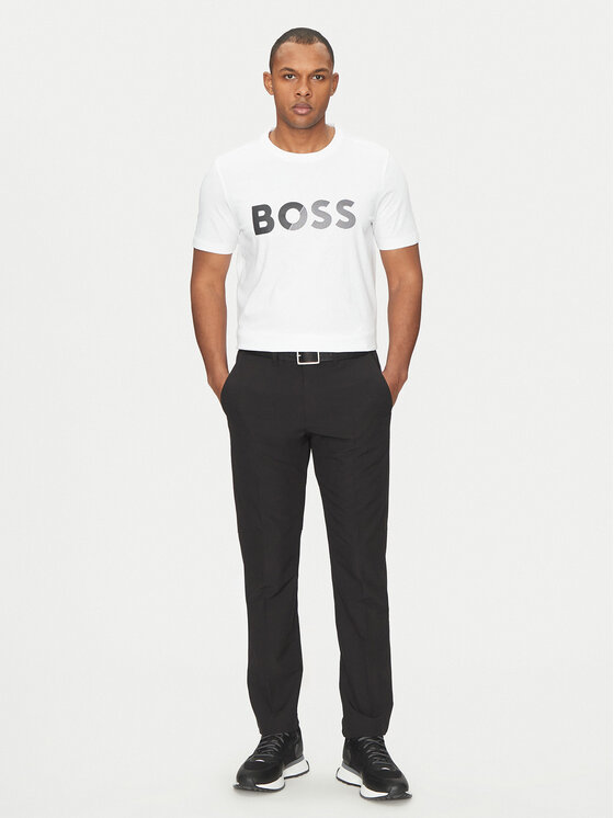 BOSS BOSS T-Shirt Tape Logo 50530990 Biały Regular Fit