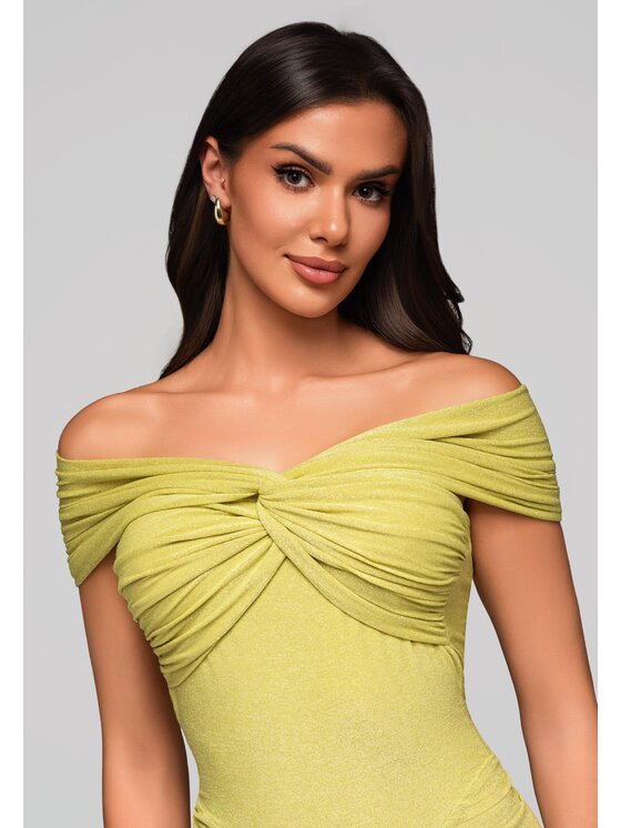 Ombre Ombre Sukienka koktajlowa LA-OM-DLR182 Zielony Regular Fit