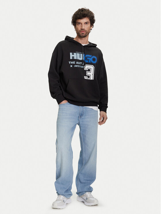 HUGO HUGO Majica dugih rukava Nesidi 50544196 Crna Loose Fit