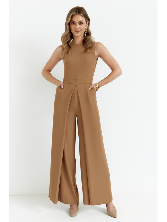 Makover Makover Kombinezon K184 Beżowy Modern Slim Fit