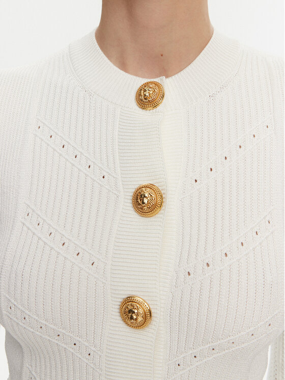 Balmain Balmain Strickjacke DF1KL190KF24 Weiß Regular Fit