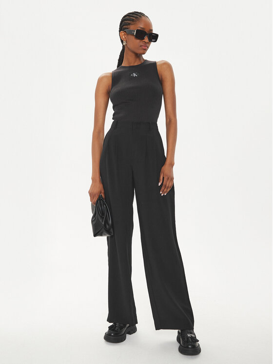 Calvin Klein Jeans Calvin Klein Jeans Hlače iz tkanine J20J223917 Črna Relaxed Fit