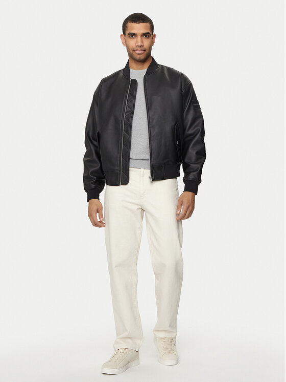 Calvin Klein Jeans Calvin Klein Jeans Bunda z imitace kůže J30J325601 Černá Relaxed Fit