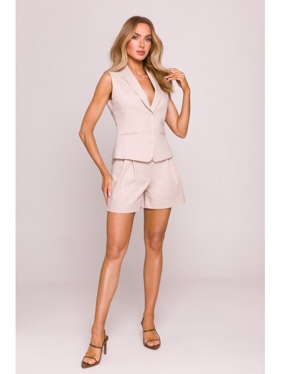 Made of Emotion Made of Emotion Kamizelka M859 Beżowy Modern Fit