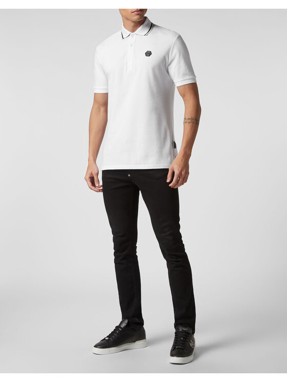 PHILIPP PLEIN PHILIPP PLEIN Polo 6041 Biały Slim Fit
